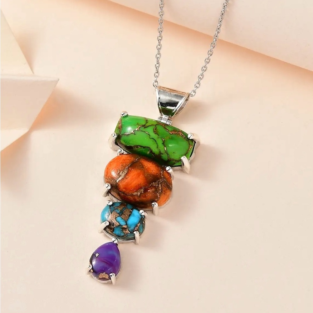 Mojave Multi Color Turquoise Pendant Necklace